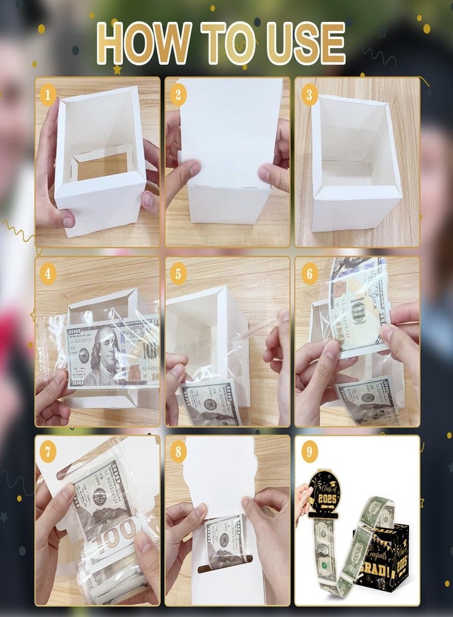 ALodr Graduation Party Gift, Graduation Decorations Class of 2025, Graduation Money Pull Box with GRAD Card and Transparent Bags, Congrats Graduation Money Pull Box, Graduation Money Pull Box for Boys Girls - Image 4